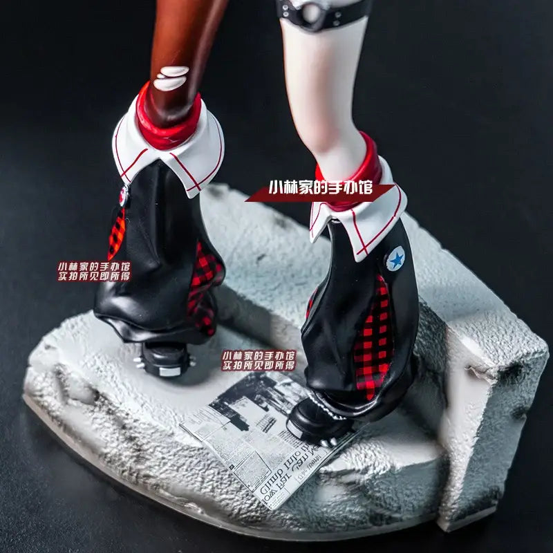 Evangelion asuka gk figure 33cm pvc statue featuring black and red checkered roller skates with white accents and glossy finish