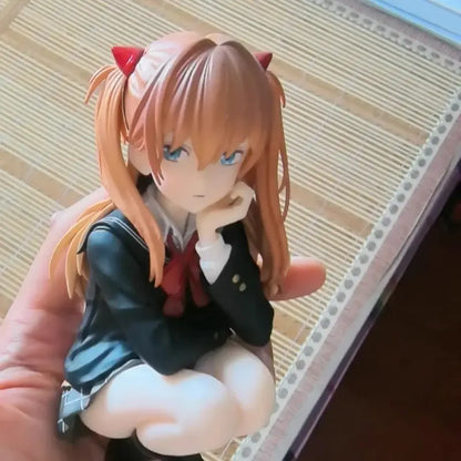 Evangelion asuka langley soryu pvc statue 15cm featuring orange hair red cat ears black school uniform