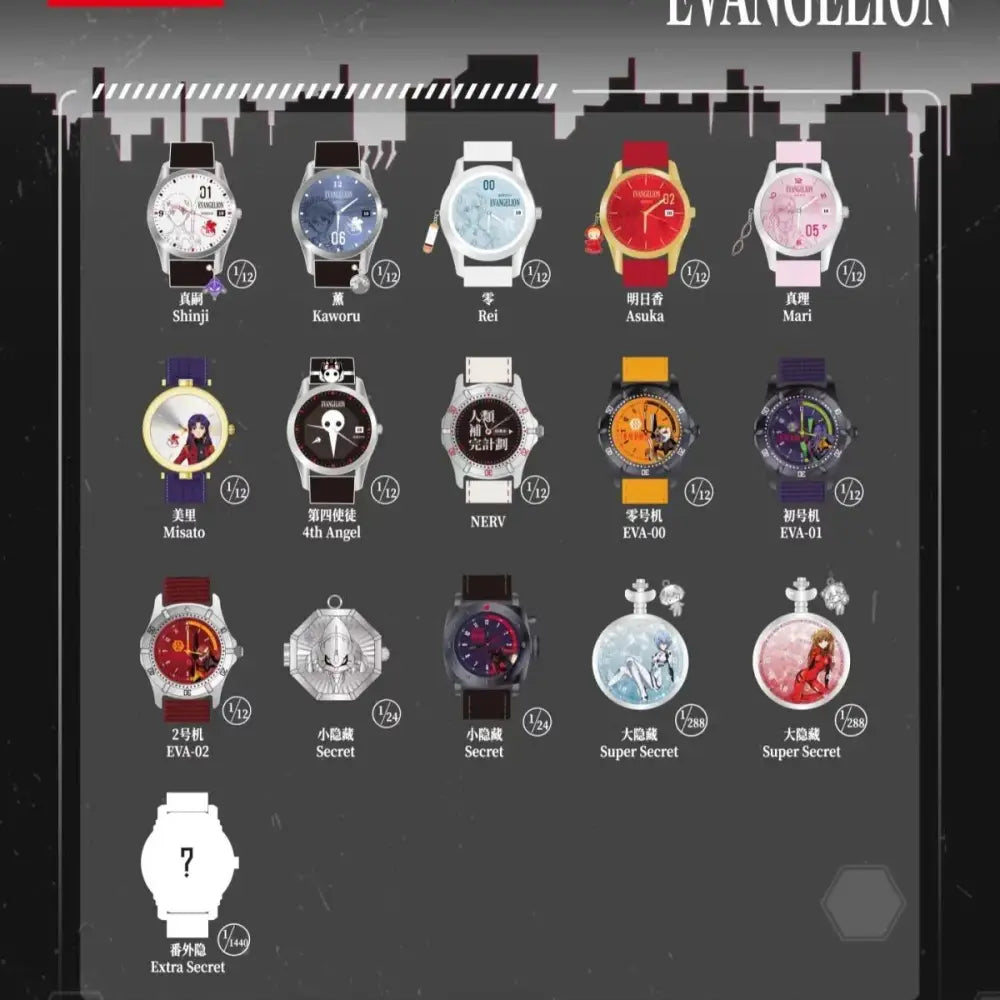White evangelion asuka wrist watch blind box with question mark face and extra secret label from boxfun series