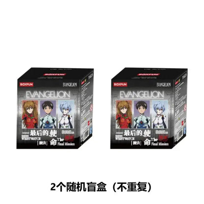 Black rectangular blind box sets featuring evangelion asuka wrist watch artwork for collectible wrist watches