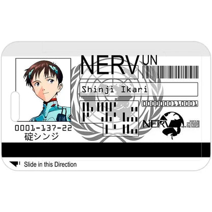 White plastic evangelion ayanami rei card holder featuring shinji ikari portrait with nerv un text and barcode