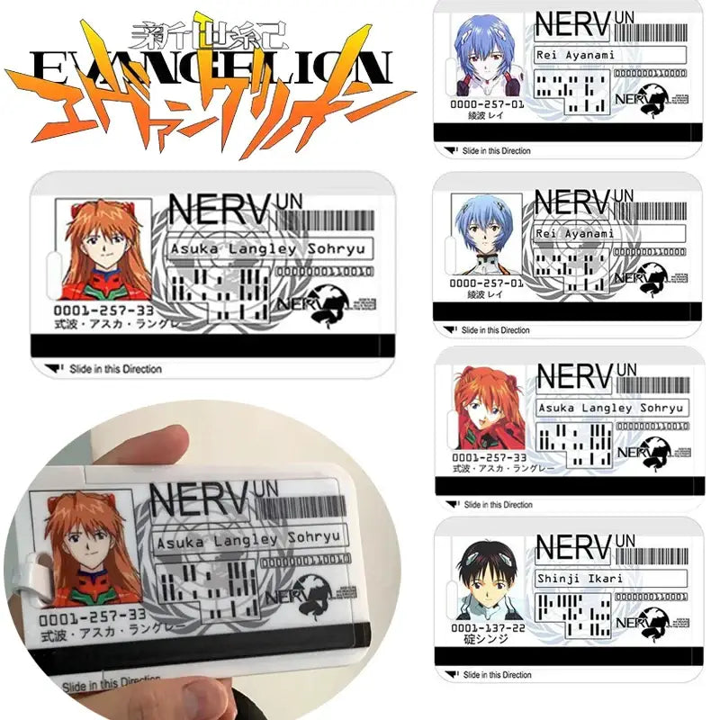 White plastic card holder featuring anime character asuka langley soryu with black text and barcode for evangelion ayanami rei card