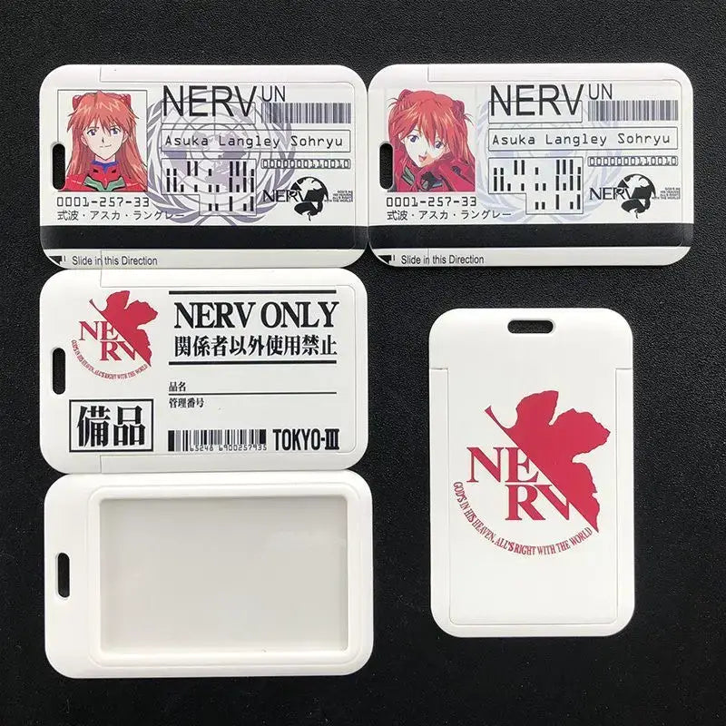 White plastic evangelion ayanami rei card holder luggage tags with anime character designs and official labels