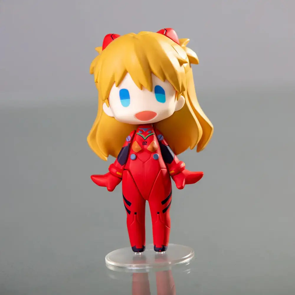 Chibi-style asuka langley soryu figurine with blonde hair red horns and detailed red pilot suit for evangelion ayanami rei car decor