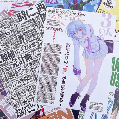 A manga magazine featuring light blue hair Ayanami Rei in school uniform for evangelion wall sticker set
