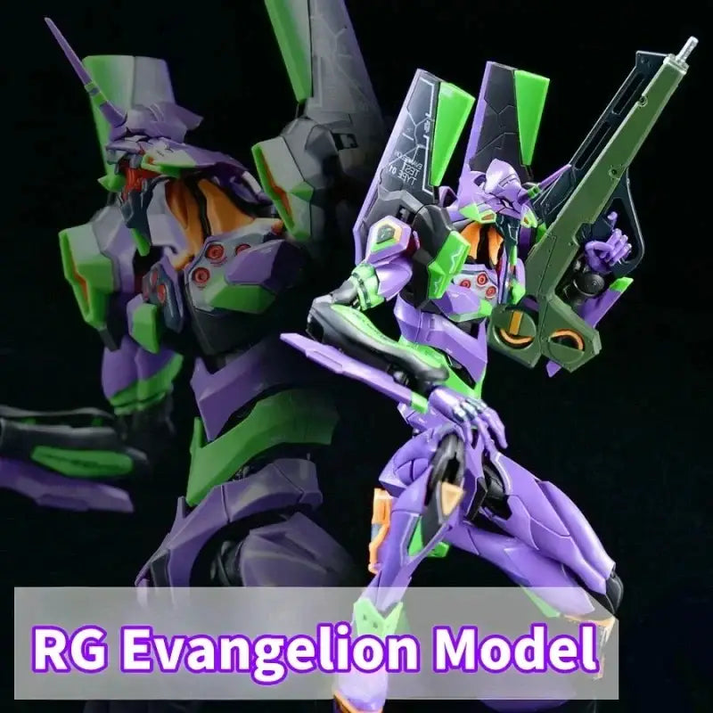 Evangelion eva-01 model kit 1:144 scale assembly kit featuring purple and green colors with black orange accents