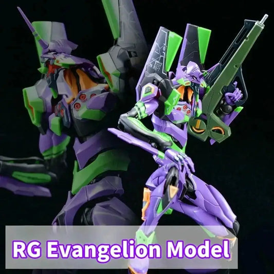 Evangelion eva-01 model kit 1:144 scale assembly kit featuring purple and green colors with black orange accents
