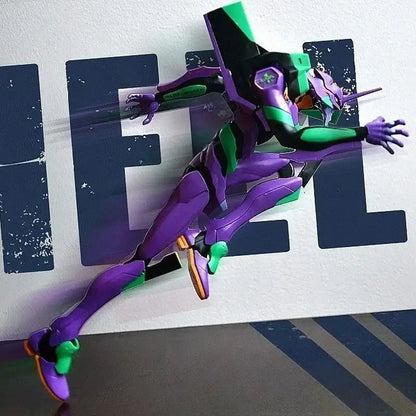 Purple and green evangelion EVA-01 model kit with detailed plastic armor in 1:144 scale action figure form
