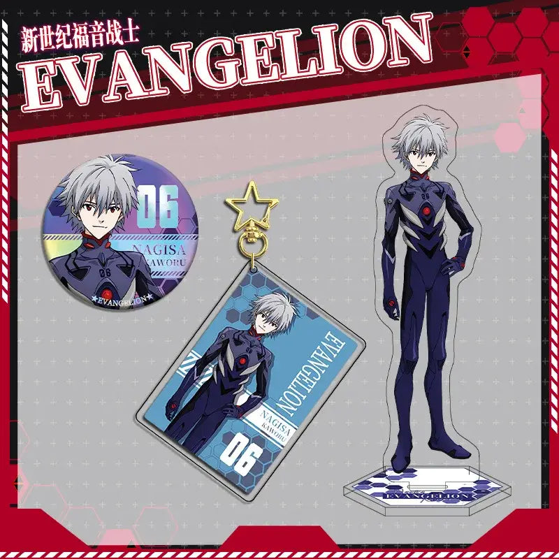 Blue and black evangelion eva acrylic stand with silver hair and red eye detail double-sided acrylic stand product