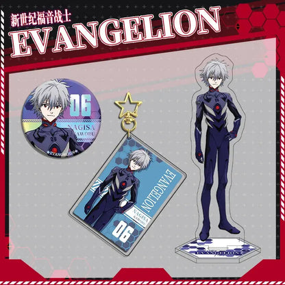 Blue and black evangelion eva acrylic stand with silver hair and red eye detail double-sided acrylic stand product