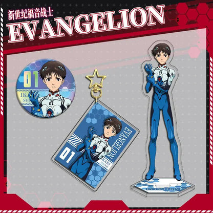 Blue acrylic stand of evangelion pilot Ikari Shinji in blue and white plugsuit from evangelion eva acrylic stand set