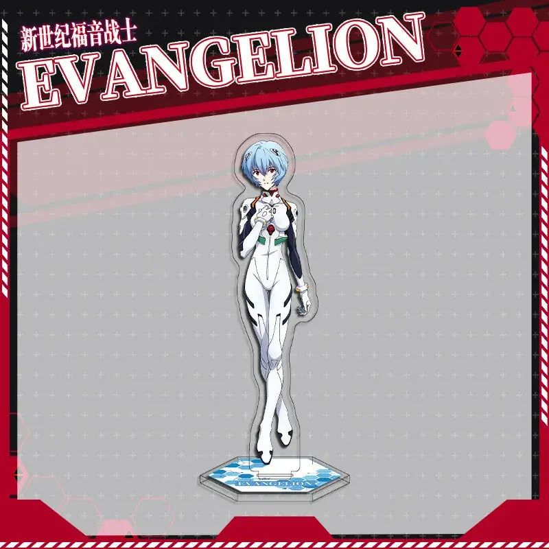 Translucent white and black evangelion eva acrylic stand featuring a light blue haired character in detailed plugsuit
