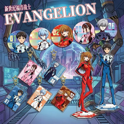 Red evangelion pilot figure with long orange hair in red suit on checkered base eva acrylic stand double-sided acrylic