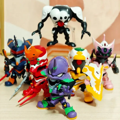 A colorful collection of evangelion blind box plastic action figures in a human instrumentality q version assembly model kit