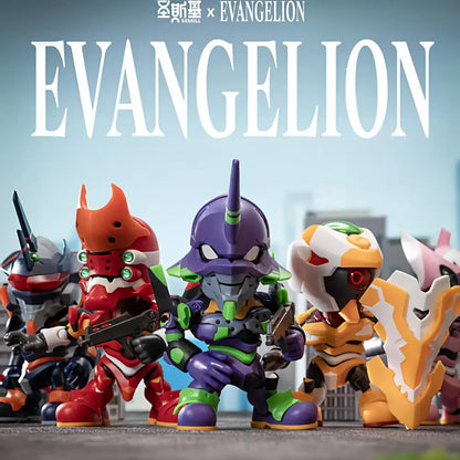 Purple and green evangelion unit-01 model kit with horned headpiece and articulated limbs from evangelion blind box assembly model