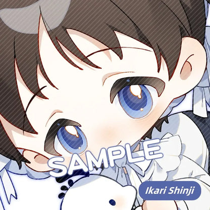 Chibi-style nagisa kaworu keychain with bright blue eyes wearing white blouse made of stainless steel pendant