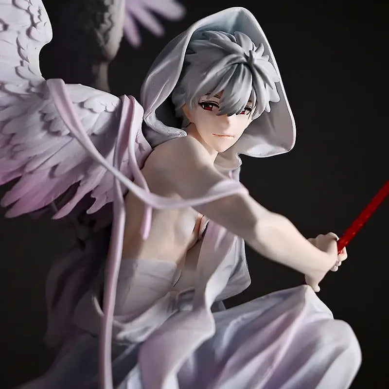 Evangelion nagisa kaworu pvc statue 28cm 1/7 scale detailed white lavender angel figurine holding red staff