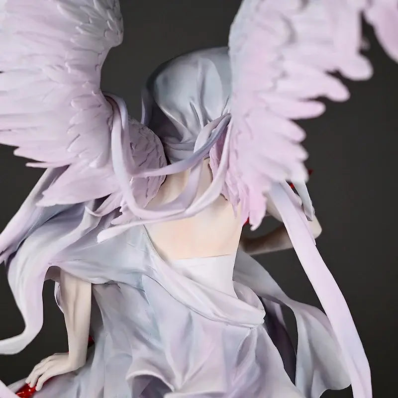 Pale lavender and white nagisa kaworu pvc statue with detailed wings and flowing fabric 28cm 1/7 scale