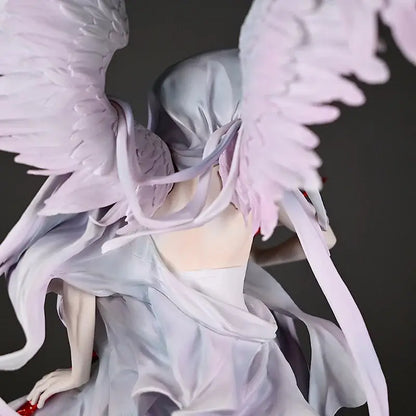 Pale lavender and white nagisa kaworu pvc statue with detailed wings and flowing fabric 28cm 1/7 scale