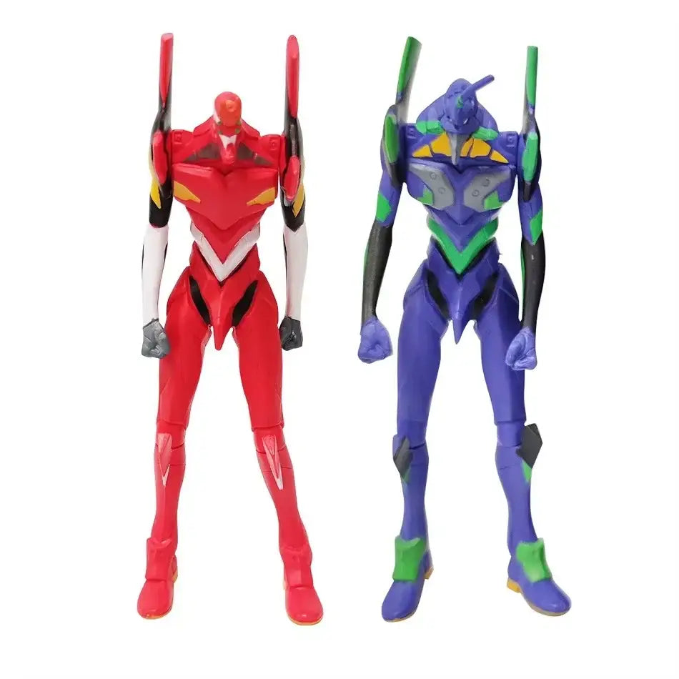 Red and blue evangelion rei ayanami pvc figures with detailed plastic armor and articulated joints for poseability