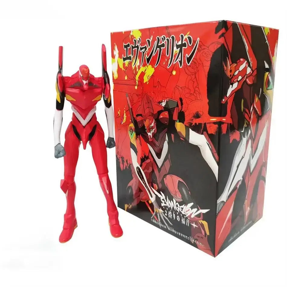 Evangelion rei ayanami 17cm red and white pvc figure with joint mobility standing beside its packaging box