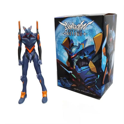 Blue and orange evangelion unit-6 rei ayanami pvc figure 17cm joint mobility standing beside packaging