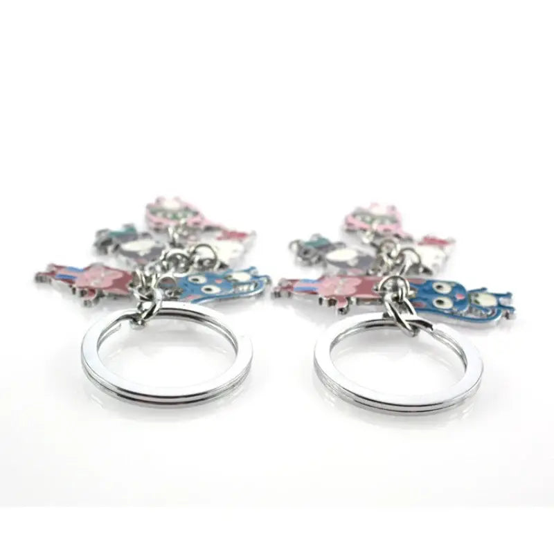 Colorful enamel fairy tail natsu cartoon character keychain with silver metal key ring for keys or bags