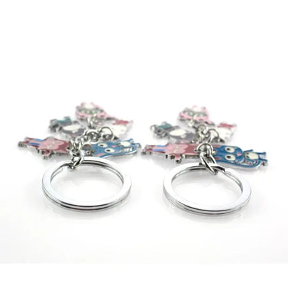 Colorful enamel fairy tail natsu cartoon character keychain with silver metal key ring for keys or bags