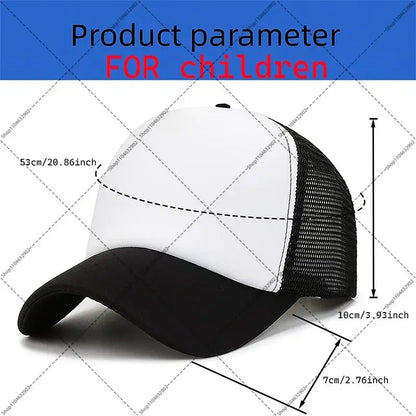 Five nights at freddys baseball cap in white and black trucker style with mesh back for kids and adults