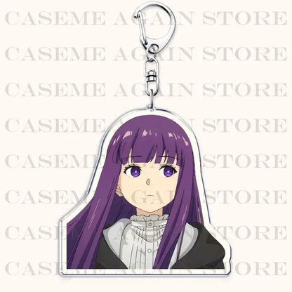 Frieren beyond journey’s end purple-haired anime acrylic keychain with silver clip bag charm accessory