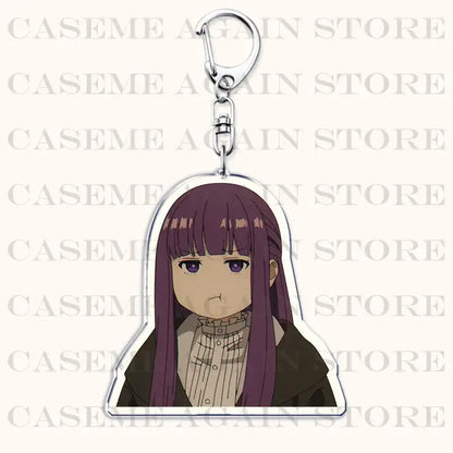 Frieren beyond journeys end purple-haired acrylic keychain with silver metal clip bag charm for bags and accessories