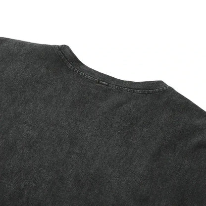 Black distressed vintage washed frieren cotton t-shirt with soft cotton fabric and neatly stitched neckline