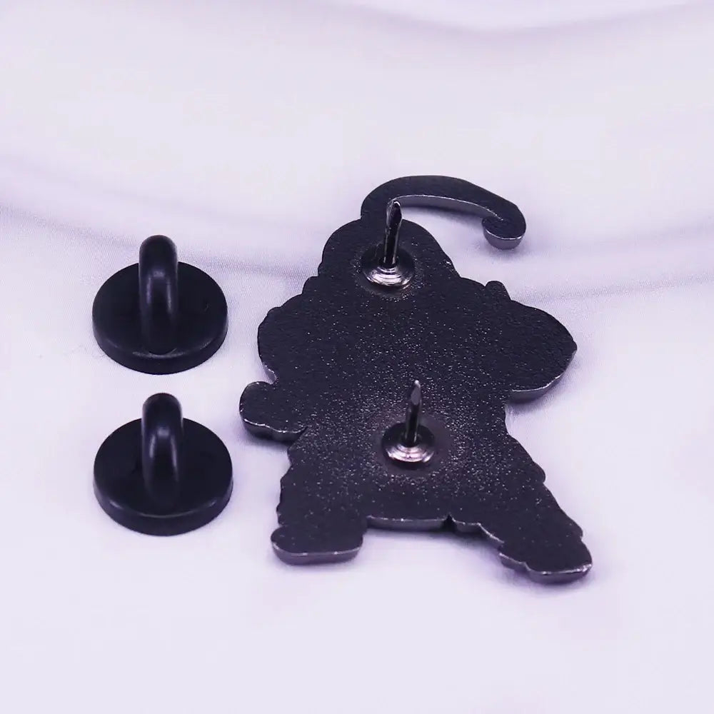 Black enamel alphonse elric pin badge with curved hat and two metal fasteners perfect otaku gift