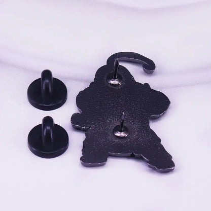 Black enamel alphonse elric pin badge with curved hat and two metal fasteners perfect otaku gift