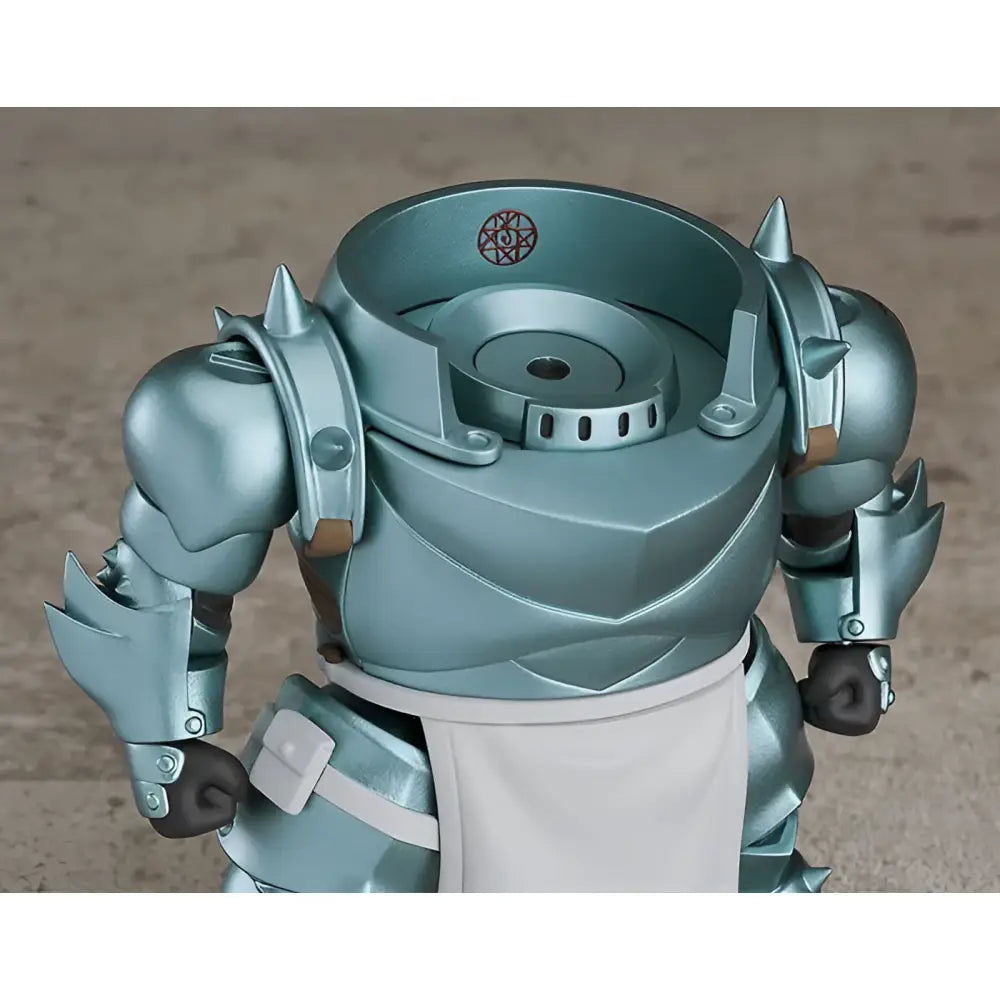 Fullmetal alchemist alphonse elric pvc figure in silver metallic armor with spiked shoulders and white apron 10cm with box