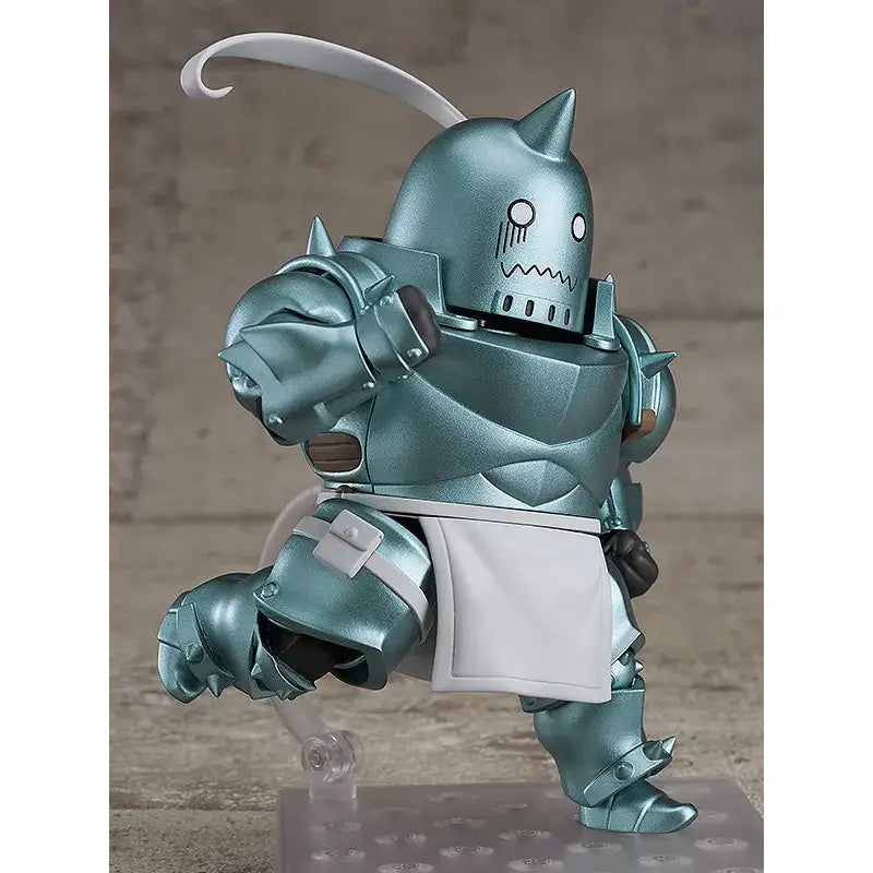 Fullmetal alchemist alphonse elric pvc figure 10cm with teal metallic armor white apron and horned helmet in box