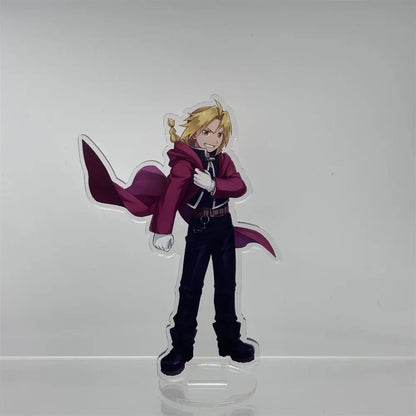 Clear acrylic stand of fullmetal alchemist edward elric acrylic figure with blonde braid maroon coat 15cm tall