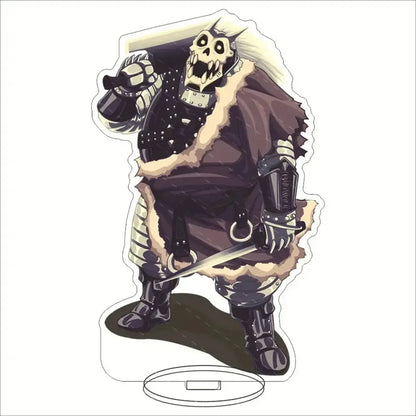Black and white skeleton warrior figurine with fur-lined armor holding sword and helmet fullmetal alchemist edward elric acrylic stand