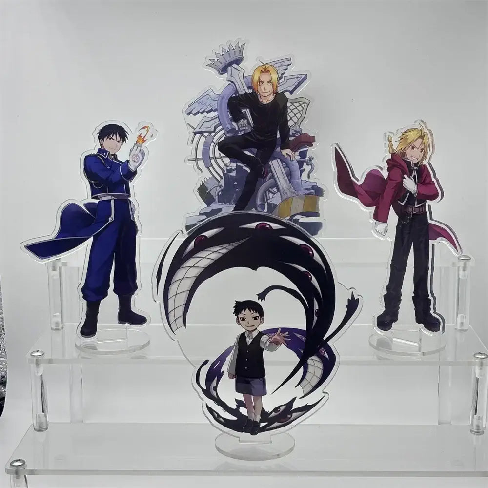 Clear acrylic fullmetal alchemist edward elric acrylic stand 15cm featuring dynamic poses and detailed costumes