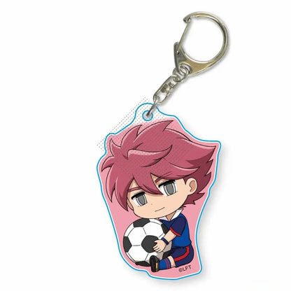 Pink-haired anime character acrylic keychain with silver metal clasp from game inazuma eleven 11 for gift