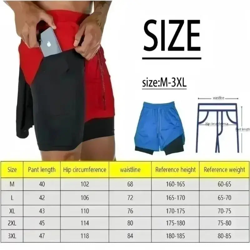 Ghost annihilation blade double layer shorts in red and black with zippered side pocket for active wear and quick-dry use