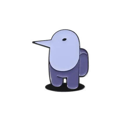 Goodnight punpun punpun enamel pin featuring a purple metal brooch with a minimalist bird design and long beak