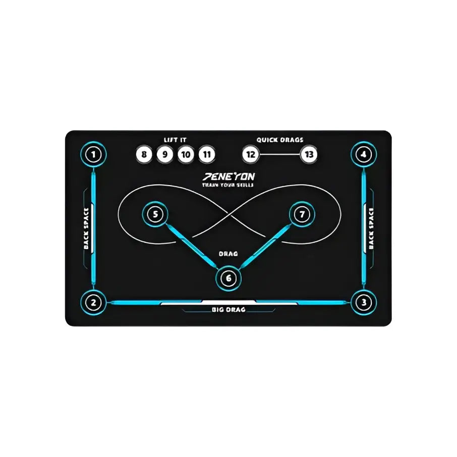 Black rubber training mat with teal circuit design and numbered zones for drag exercises haikyuu kageyama volleyball mat