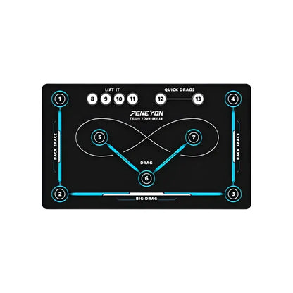 Black rubber training mat with teal circuit design and numbered zones for drag exercises haikyuu kageyama volleyball mat