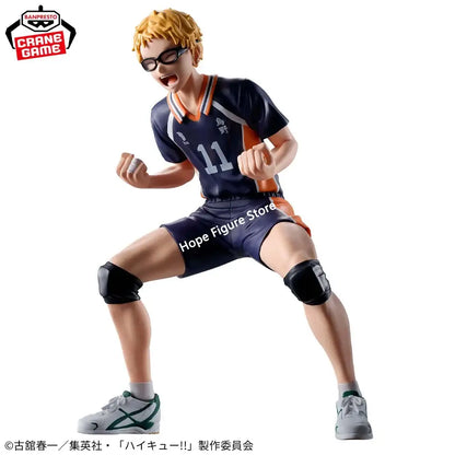 Haikyuu kei tsukishima pvc figure in navy and orange uniform with black knee pads boxed original box by banpresto