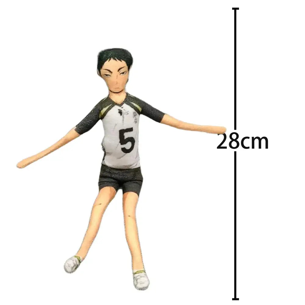 28cm tall tobio kageyama plush doll in black and white jersey with number 5 made of soft fabric for fans