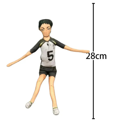 28cm tall tobio kageyama plush doll in black and white jersey with number 5 made of soft fabric for fans