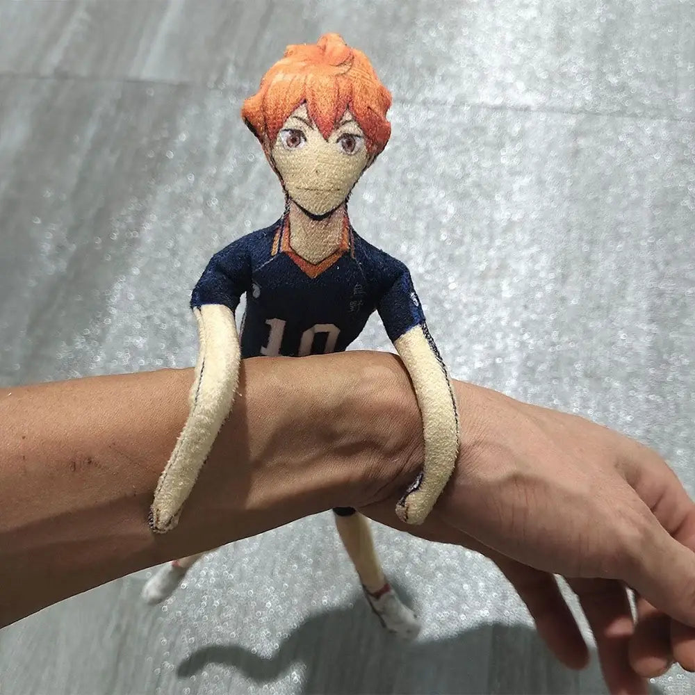 Orange-haired tobio kageyama plush doll wearing a navy blue number 10 jersey soft haikyuu toy