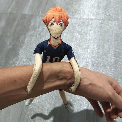 Orange-haired tobio kageyama plush doll wearing a navy blue number 10 jersey soft haikyuu toy