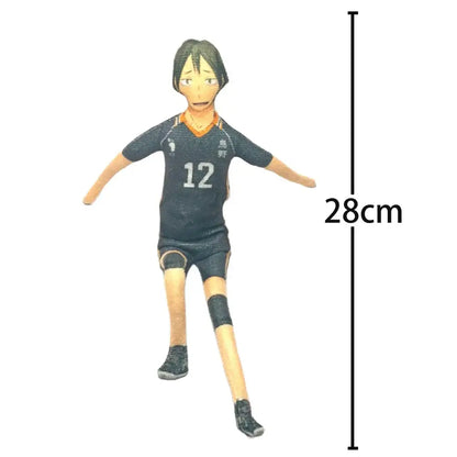 Black and orange volleyball player figurine wearing number 12 jersey haikyuu tobio kageyama plush doll soft toy